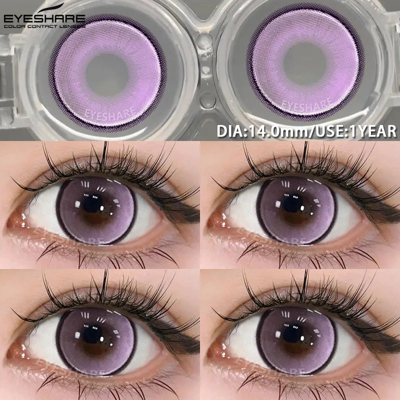 1 Pair Colored Contact Lenses Pink Contact Lenses Purple Fashion Makeup Contact Lenses Eye Cosplay Lenses Yearly Use