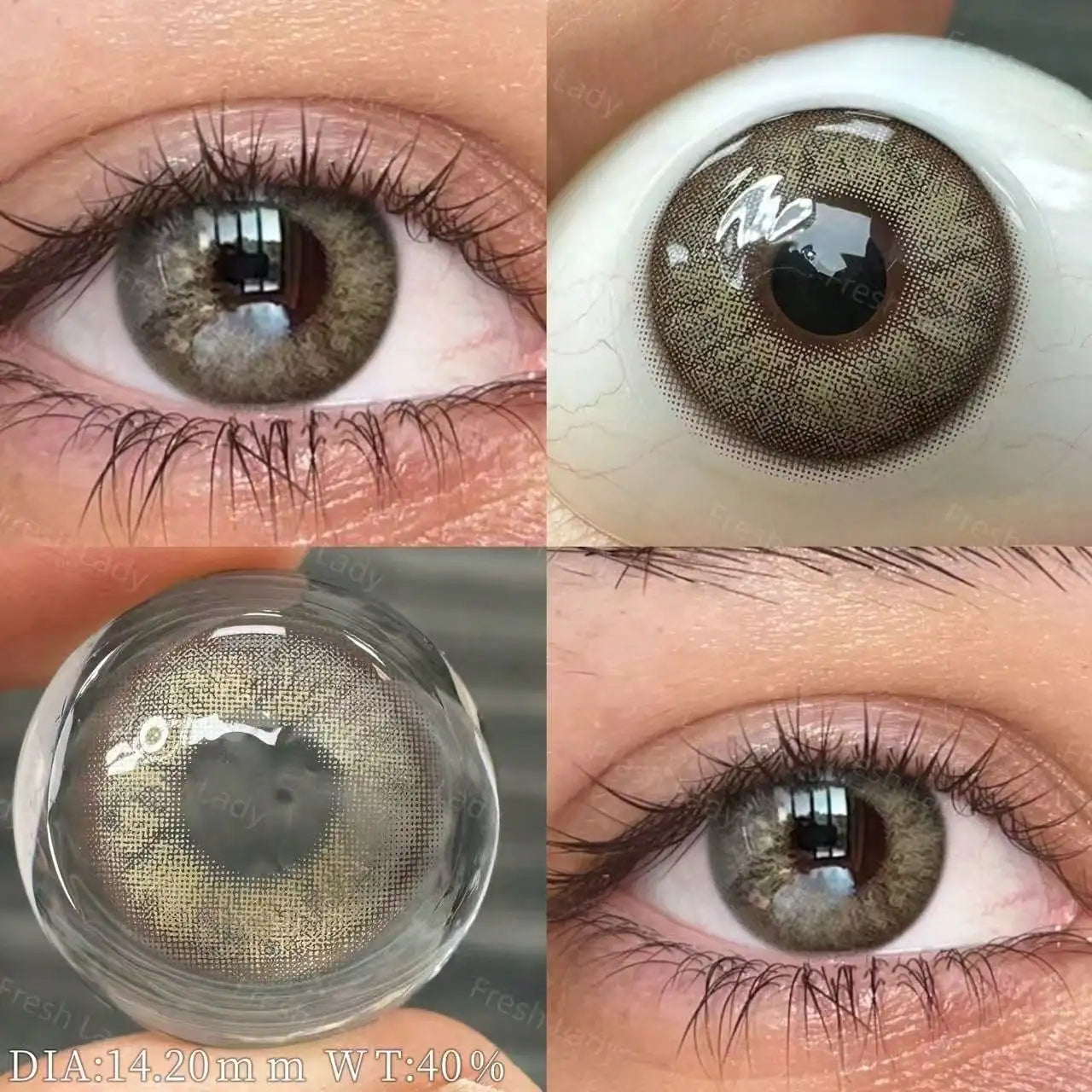 1 Pair Green Colored Contact Lenses Natural Pupils Eyes Soft lenses Soft Contacts 14.00-14.50mm Yearly Disposable