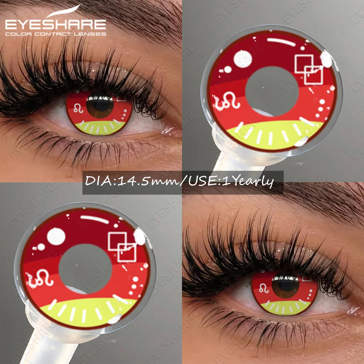 Color Contact Lenses for Halloween Vampire Cosplay Cosmetic Contact Lens Anime Lenses with Red Pupils for Parties Year