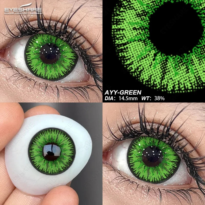 2pcs Colored Contact Lenses Halloween Cosplay White Crazy Contact Lenses Anime Red Eye Lenses Green Makeup Contact Lens