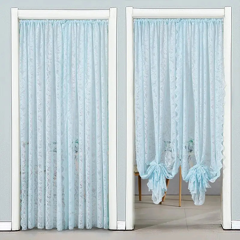 Bedroom Door Curtain French Style Lace Door Drape for Balcony And Bay Window White Girl's Decorative Partition Curtain