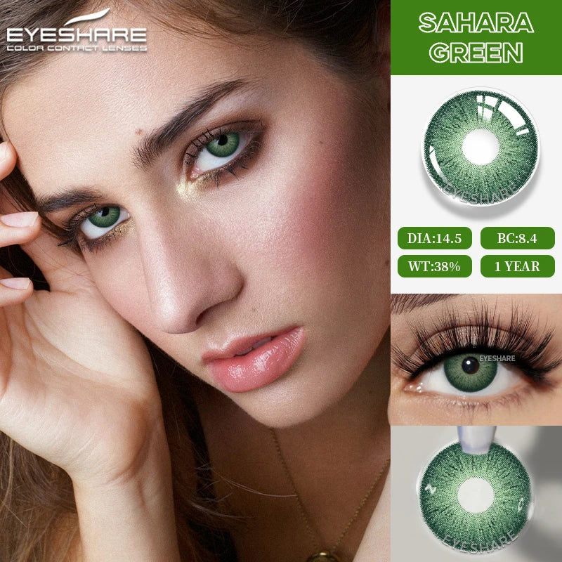 1Pair Fashion Blue Green Colored Contact Lenses Gray Brown Beautiful Pupils Cosmetic Black Eyes Lens Yearly EyeContacts