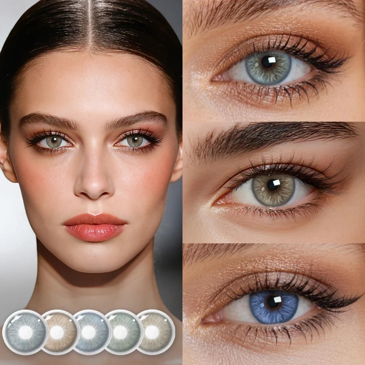 14.5mm Natural Eye Beauty Brown Blue Colored Contact Lenses Half Yearly Soft Lens Cosmetic Eyewear For Women Daily Makeup
