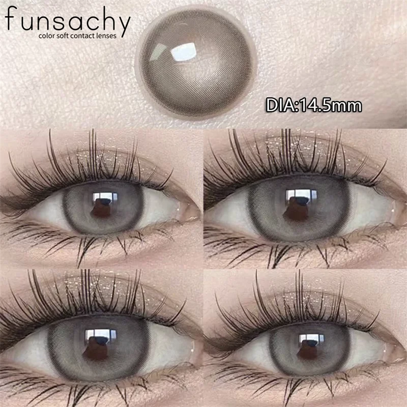 1Pair Natural Brown Contact Lenses for Eyes Colored Lenses Gray Pupils Big Eye Lenses Fashion Beauty Contacts Yearly