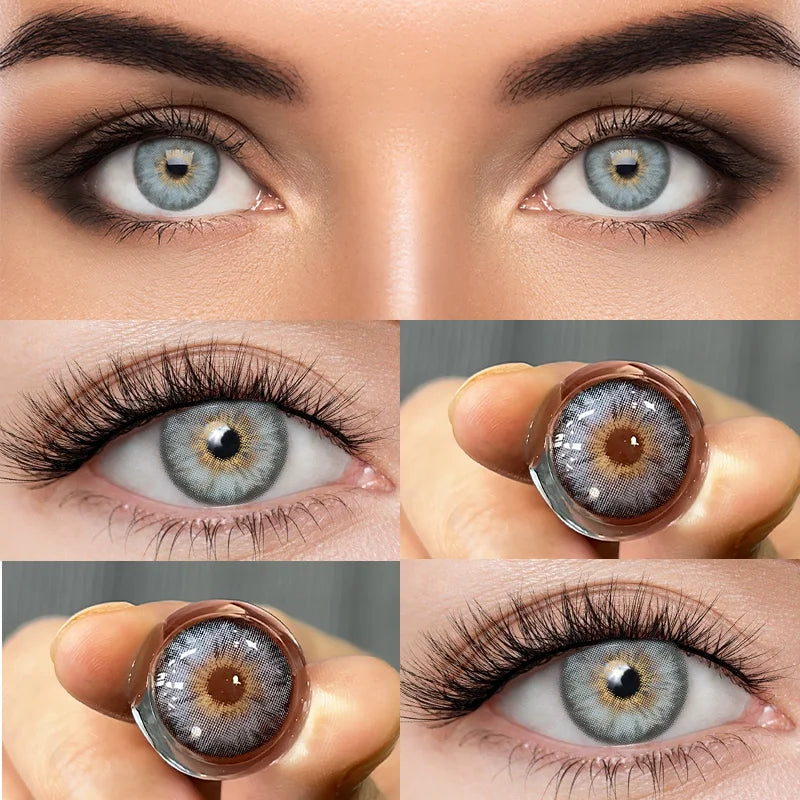 1 Pair Hot Sales Green Color Contact Lenses for Eyes Siri Series Myopia Lenses 0~-8.00 Degree High Quality Blue Iris Lens