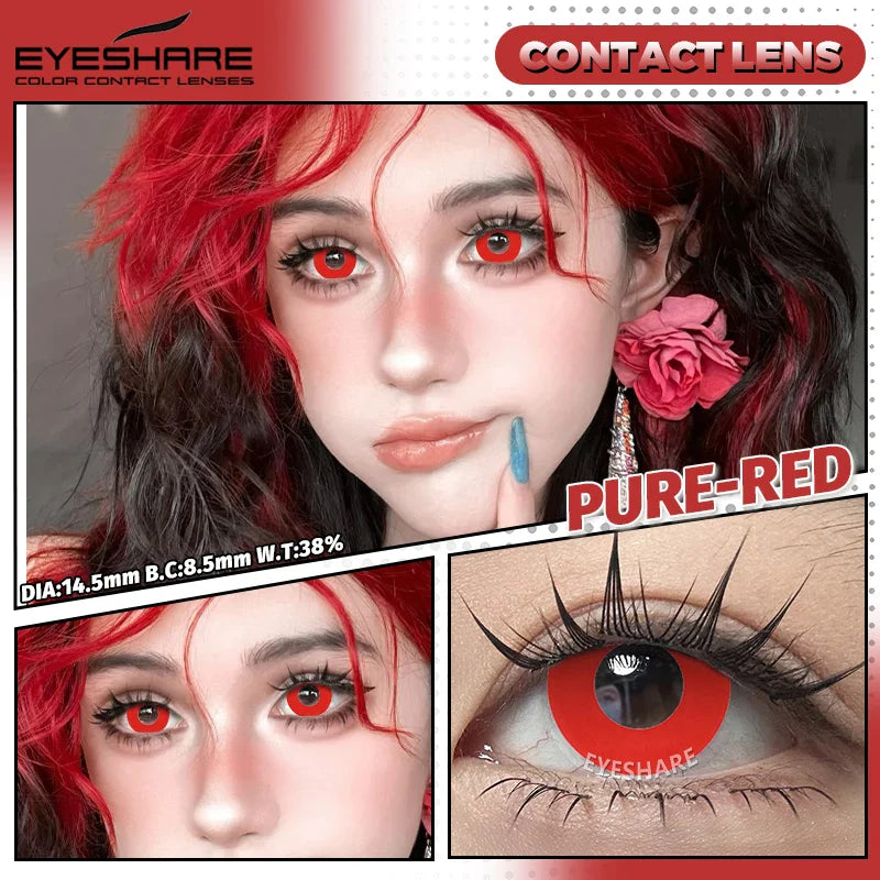 Crazy Halloween Cosplay Anime white Color Contact Lenses for Eyes red Beauty Pupils Role Playing Party Yearly use