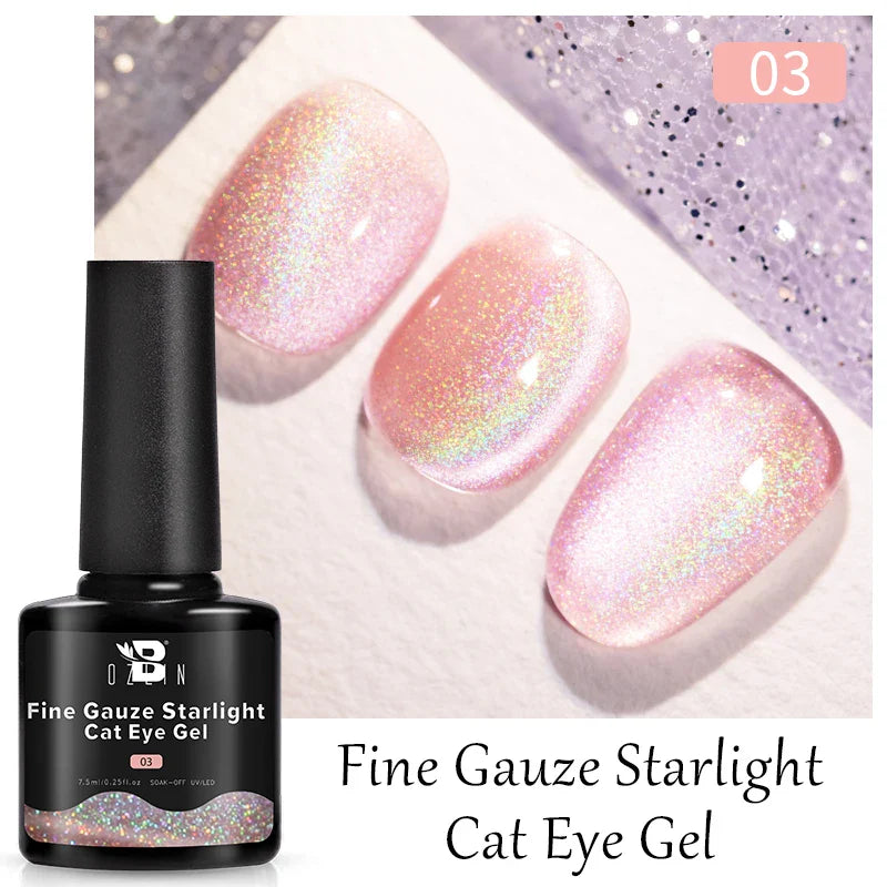 7.5ml Golden Gradient Cat Eye Nail Polish Gel Phototherapeutic Gel Soak Off Nail Magnetic Gel Polish Nail Art DlY