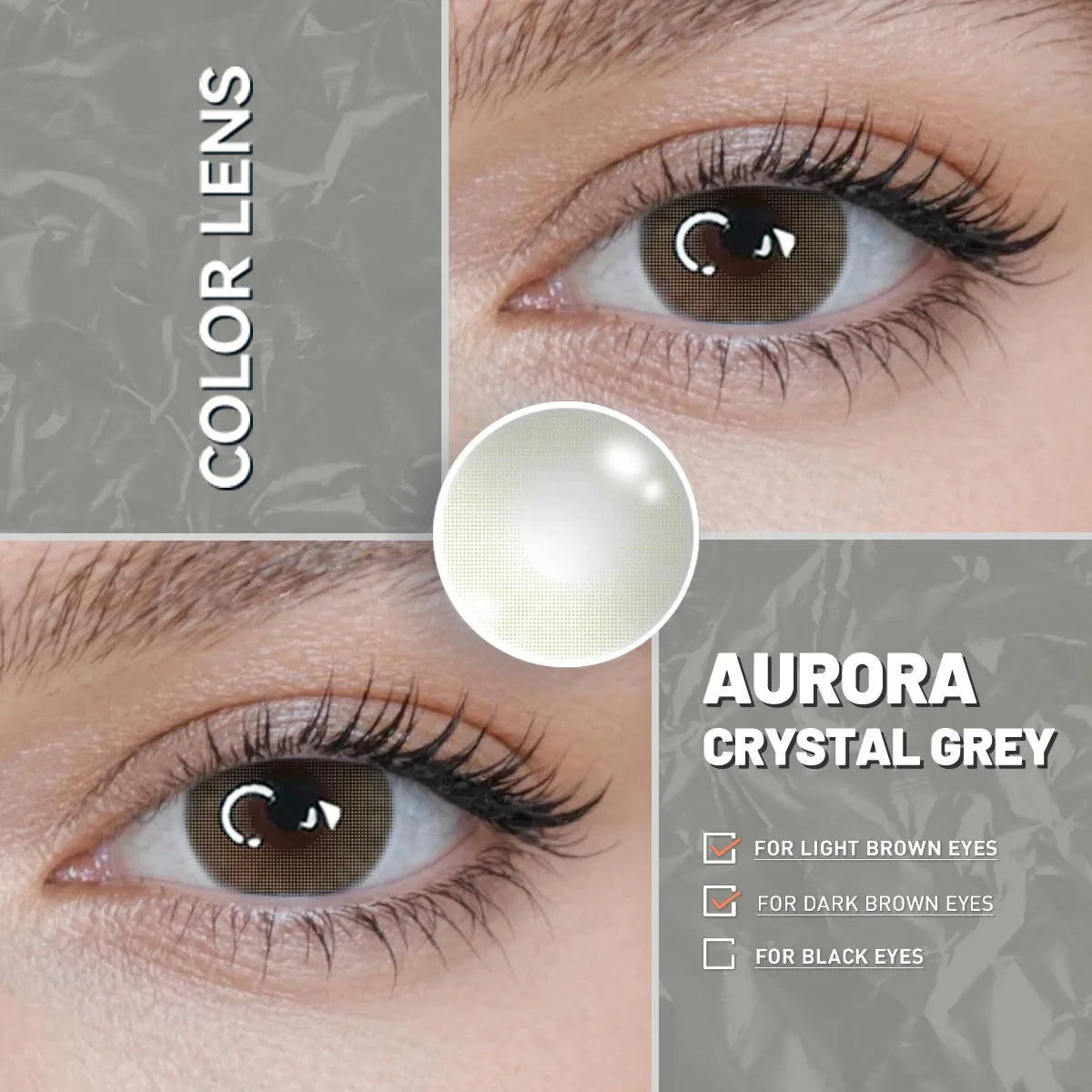 Eyes Contacts Colored Contact Lenses Lens Small Pupil Enlarging Beauty Cosmetics Blue Grey Daily 14.2mm 2Pcs 1 Year