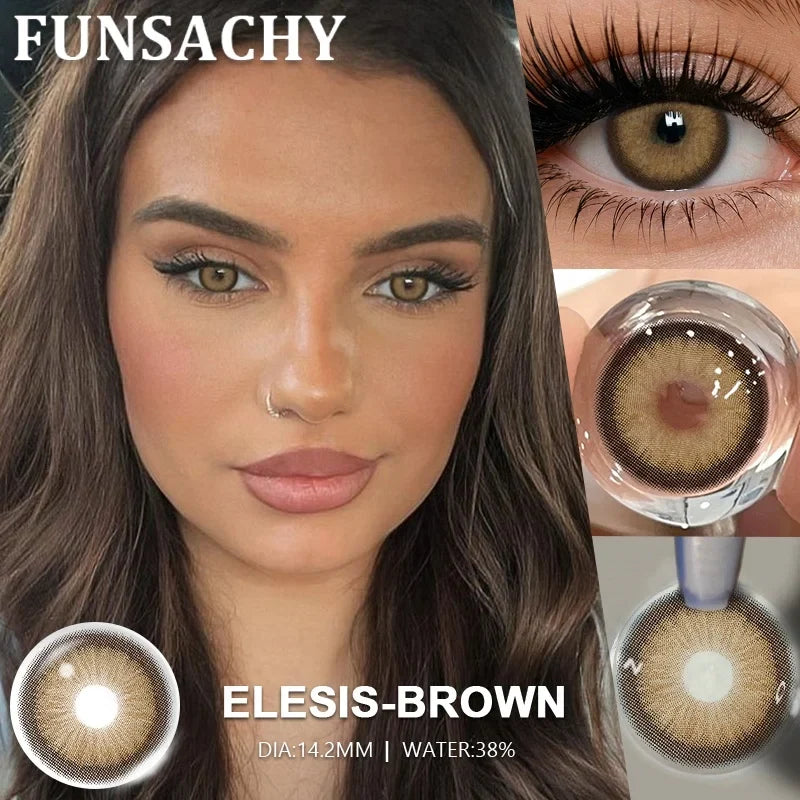 1 Pair Elesis Series Contact Lenses for Eyes Brown/Gray Colored Lenses Blue Natural Eye Contacts Annual Fast Shipping