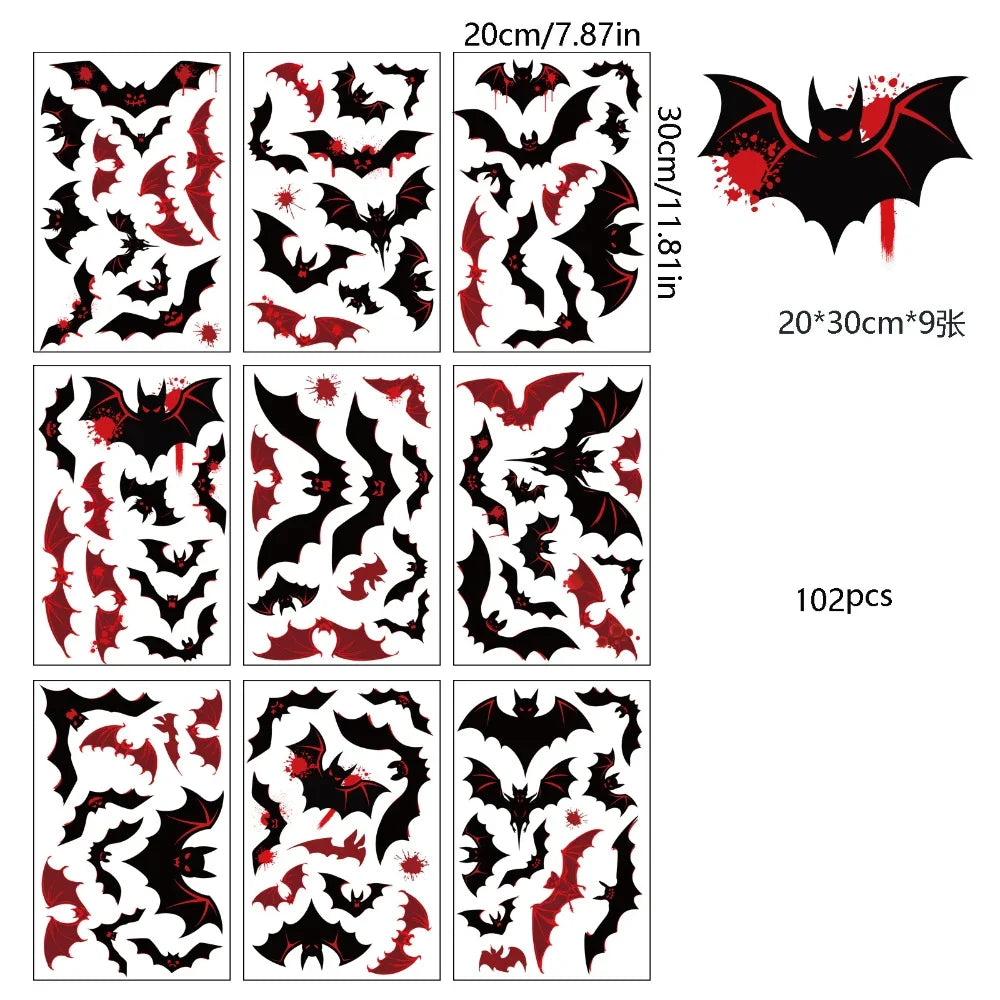 3D Halloween Decorations 84pcs Halloween Window Clings 9 Sheets Bloody Handprint Footprint Halloween Wall Decal Floor Clings