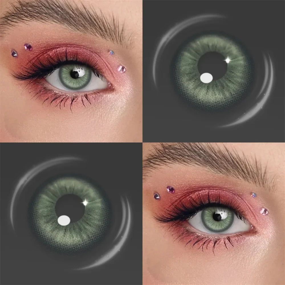 Contacts Colored Contact Lenses Lens Cosmetic Natural Brown 2Pcs 12 Months 1 Year Yearly Use