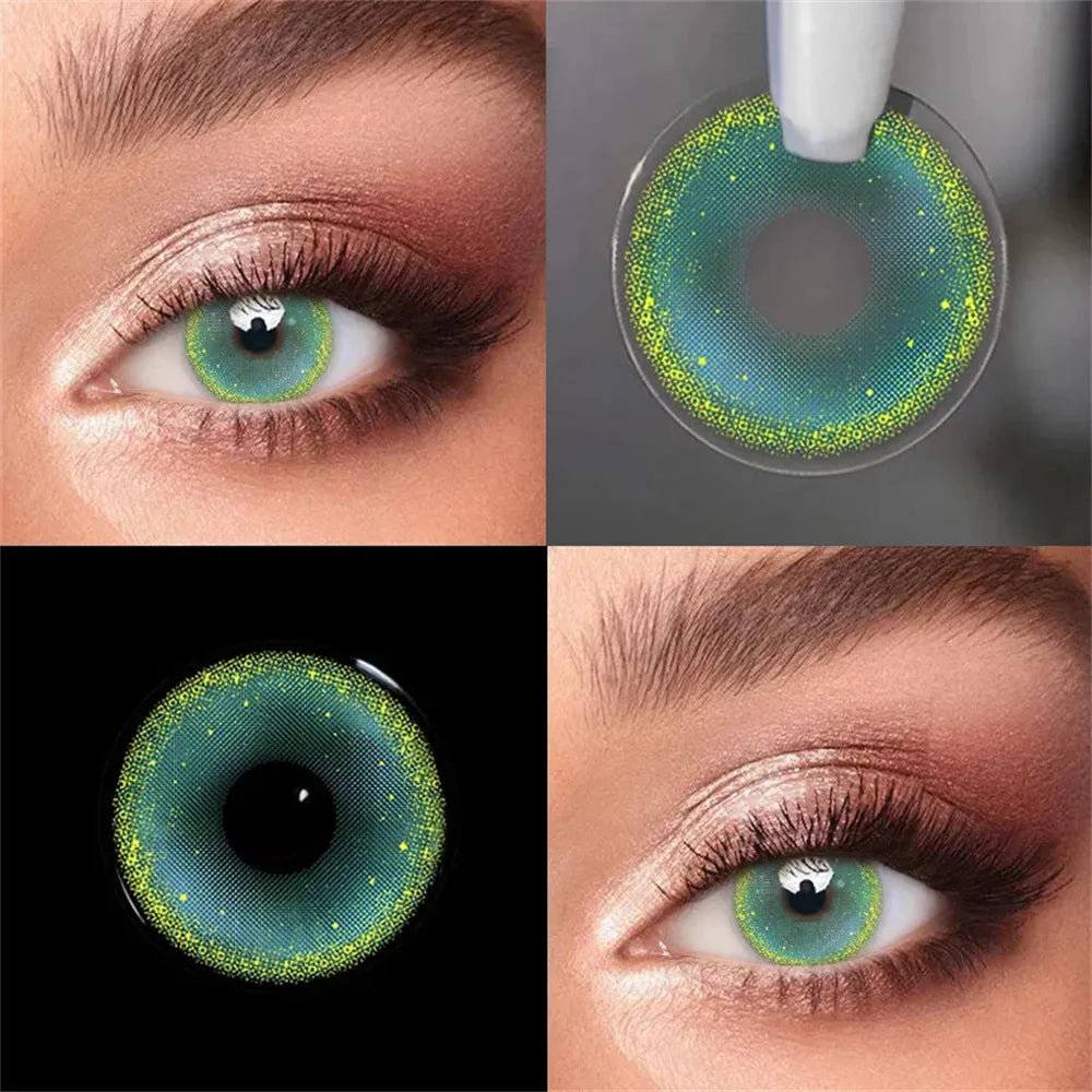 Eyes Color Contacts Colored Contact Lenses Lens Small Pupil Cosmetic Cosplay Blue 2Pcs 12 Months 1 Year Yearly Use