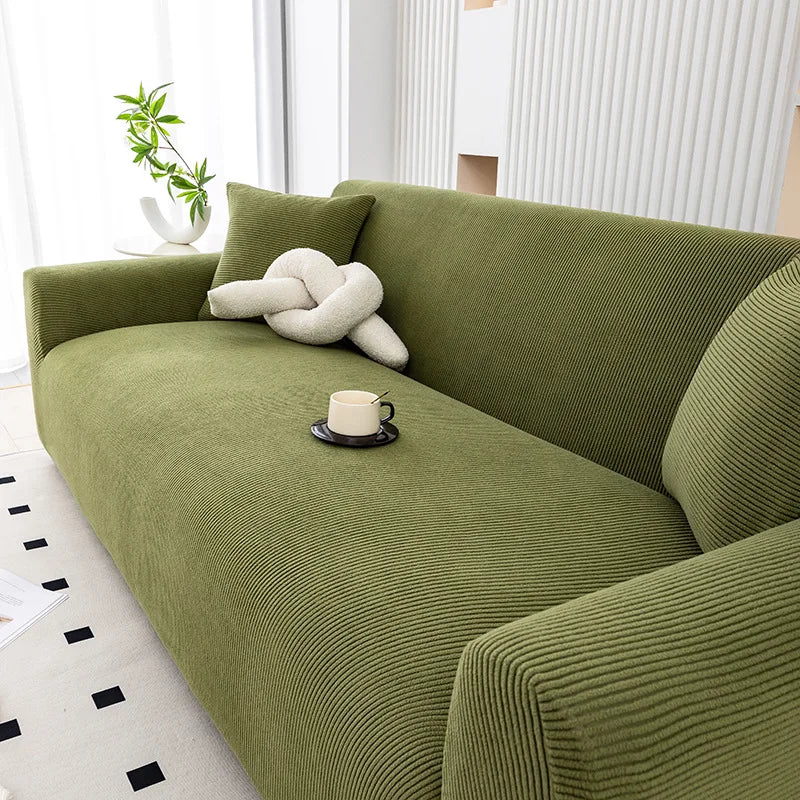 1/2/3/4 Seater Thick Corduroy Full Wrap Sofa Cover, Non-Slip Anti-Scratch Pet-Friendly Washable Slipcover with Armrests