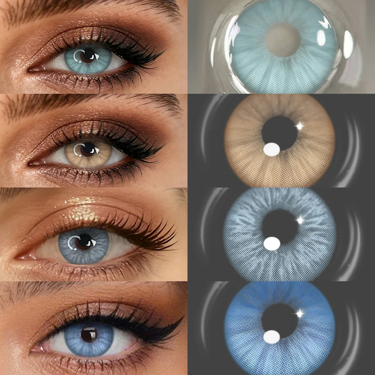Colored Contact Lenses with Prescription 6 Months Disposable Blue Soft Contacts for Eyes Natural Makeup Lens