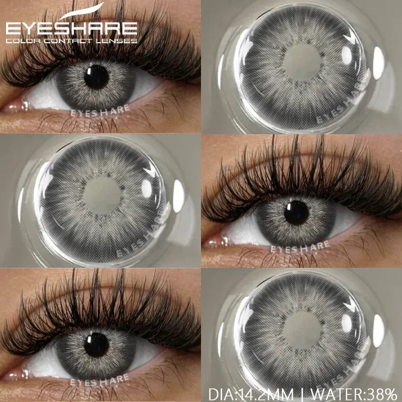 1 Pair Natural Colored Contact Lenses with Prescription Myopia Lenses Green Contacts Fashion Brown Lenses Gray Pupils