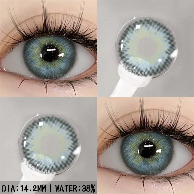 Ikeehome  2Pcs Color Contact Lenses with Eyes Natural Blue Contact Lenses Brown Pupils Beauty Gray Lenses Yearly Green Contacts