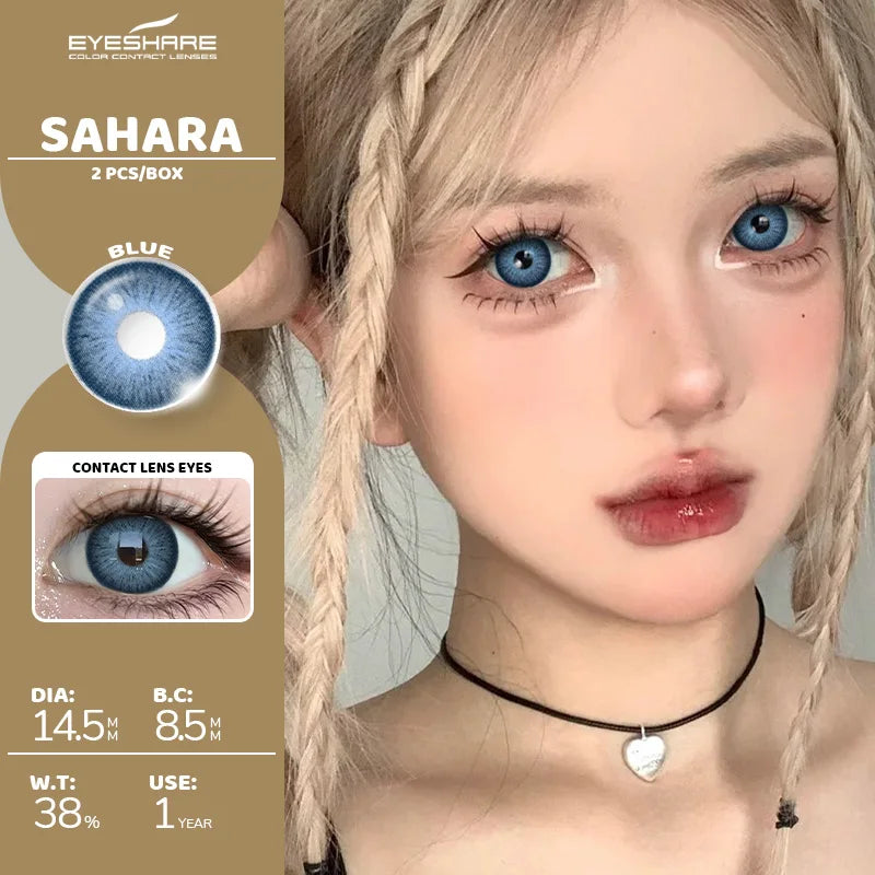 1pair/2pcs Blue Contact Lenses Color Contacts for Eyes Brown Eye Lenses Gray Lenses Yearly Cosmetic Makeup Eye Contacts
