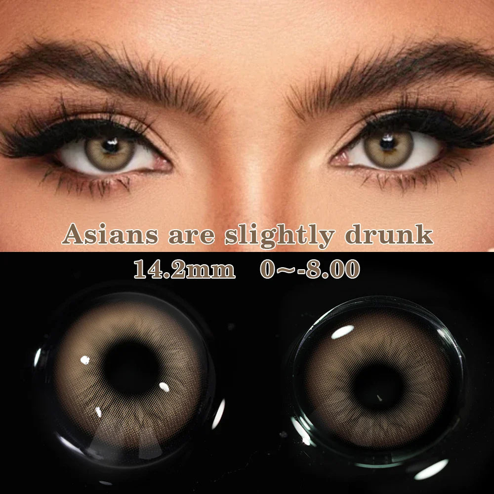 1Pair Colored Contact Lenses with Prescription Myopia Blue Lenses with Degree Gray Pupils Brown Lenses Fashion Yearly