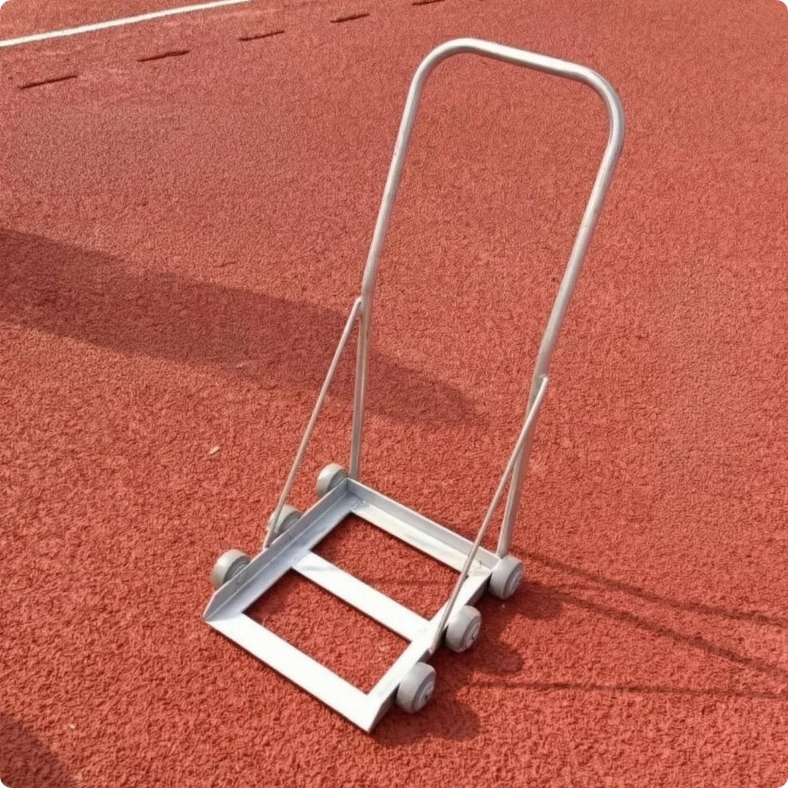Hand-Push Trolley Cylindrical Handle Metal Trolley Platform Hand Truck Compact Flat Bed Platform Truck Four-Wheel