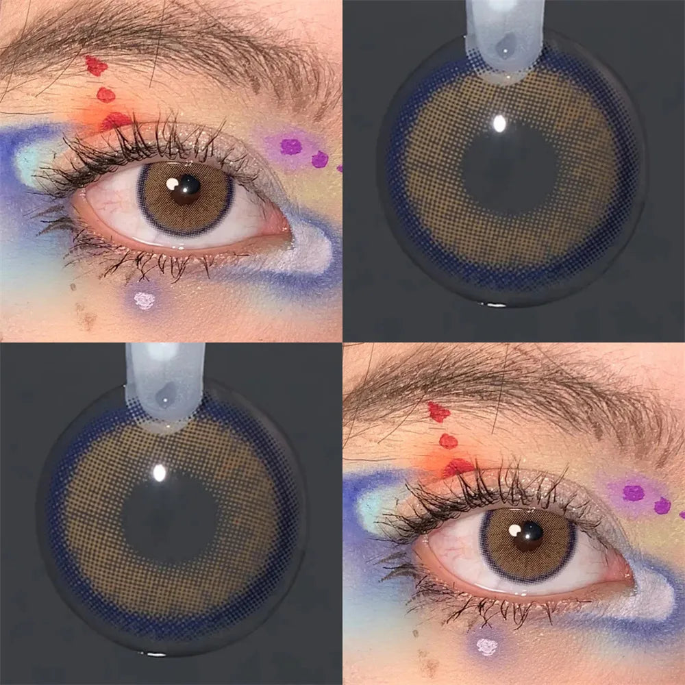 Eyes Color Contacts Colored Contact Lenses Lens Small Pupil Beauty Cosmetics Natural 3 Tones Brown Daily 2Pcs 1 Year