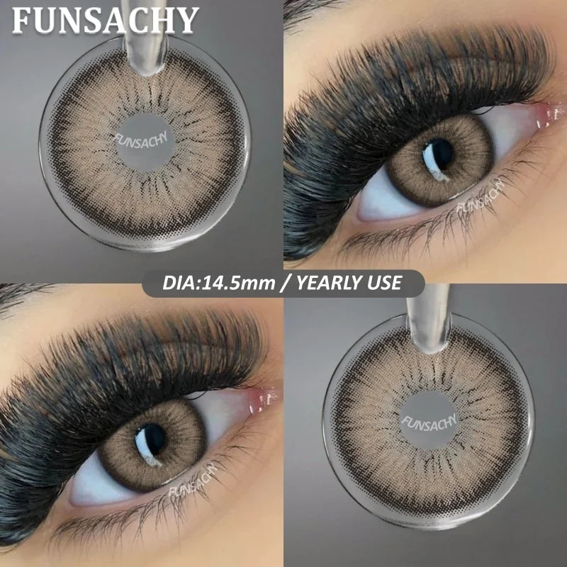 1 Pair New Colored Contact Lenses for Eyes Brown Graduated Fashion Gray Eyes Lenses Yearly Beauty Makeup Lens Women