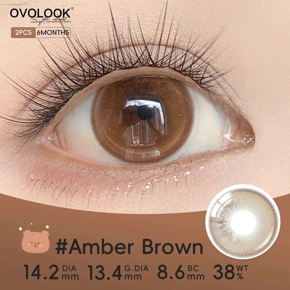 Natural Amber Brown Colored Contacts Warm Bright Pupil Soft Lens For Newbie Sweet Casual Fashion Eyewear
