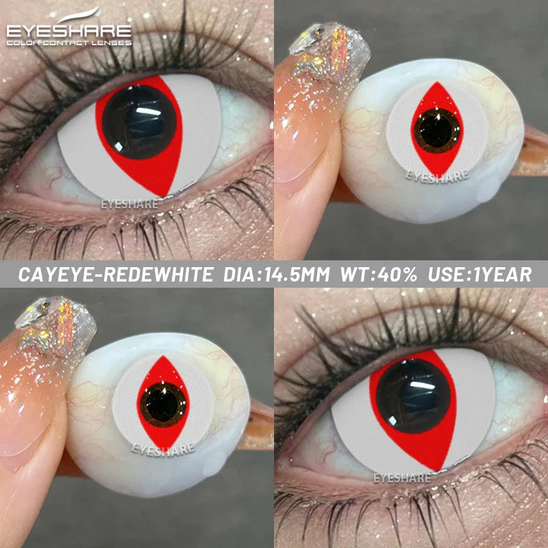 Crazy Halloween Cosplay Anime white Color Contact Lenses for Eyes red Beauty Pupils Role Playing Party Yearly use