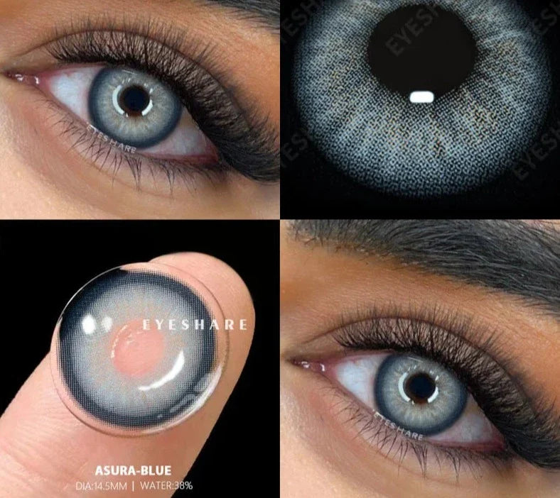 2pcs New Colored Contact Lenses Fashion Yearly Green Eyes Lenses Natural Blue Eye Lenses Gray Pupils Lens