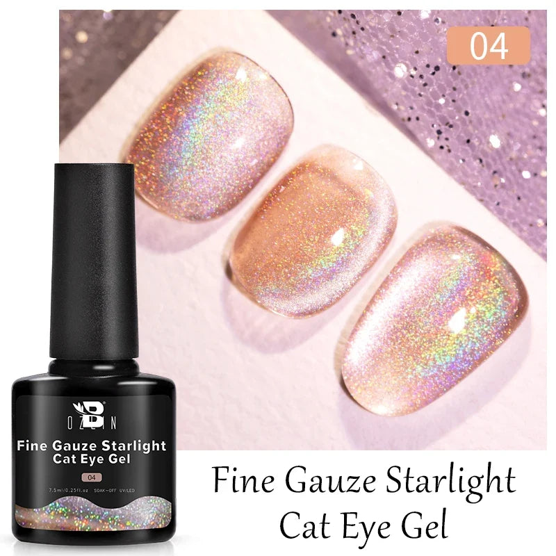 7.5ml Golden Gradient Cat Eye Nail Polish Gel Phototherapeutic Gel Soak Off Nail Magnetic Gel Polish Nail Art DlY