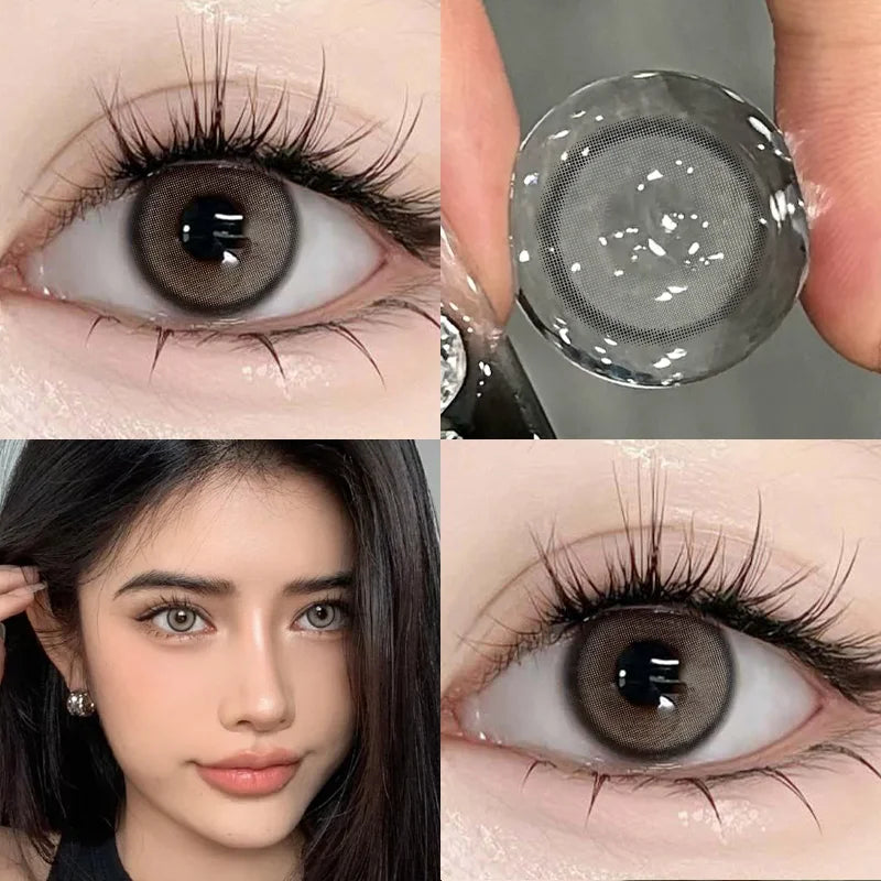 1pair Contact Lenses Brown Pupils with Degree Colored Korean Lenses Make up Fashion Lenses Fast Shipping Yearly Use