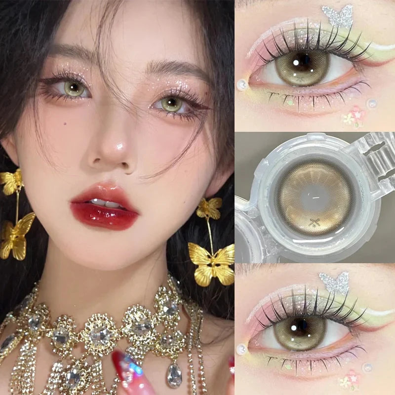 1Pair Colored Contact Lenses Cosplay Red Blue Purple Green Brown Grey Anime Lenses Halloween Beauty Cosmetic for Eye
