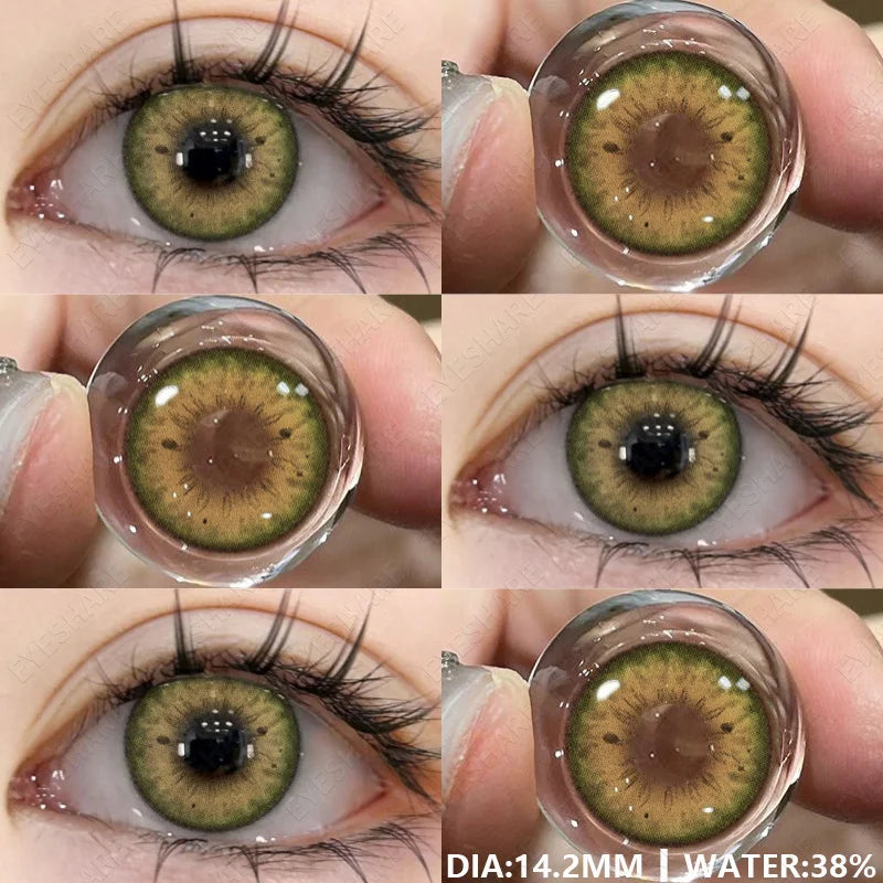 Colored Contacts Lenses for Eyes Fashion Blue Contact Lenses Brown Lenses Cosmetic Green Eye Contacts Yearly 2pcs/pair