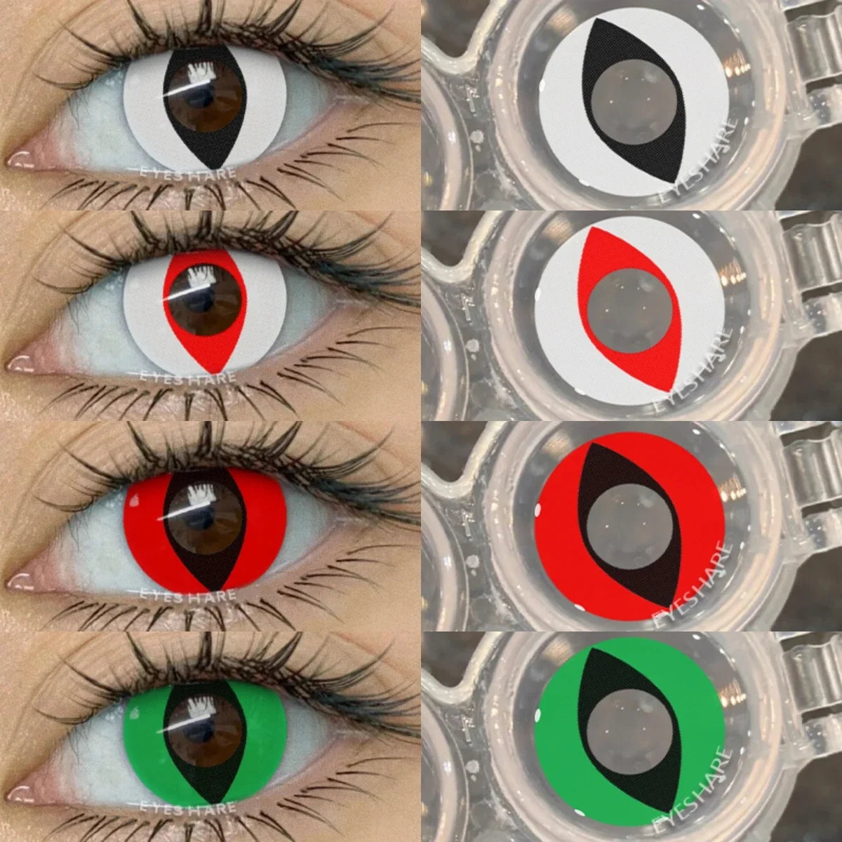 2pcs Cosplay Colored Contact Lenses Anime Cateye White Eye Lenses Halloween Red Makeup Lens Green Color Eyes Contact