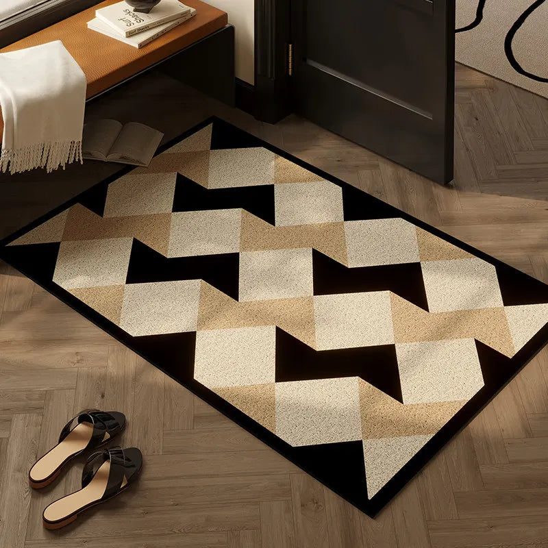 Modern Geometric Floral Wire Loop Doormat Non-Slip PVC Coil Entrance Rug Heavy Duty Scraper Mat for Mud & Dirt Removal