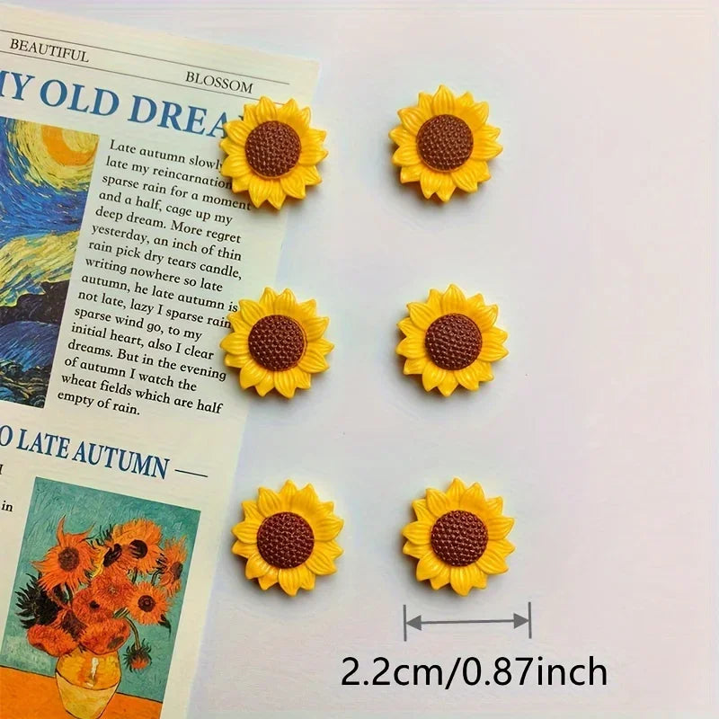 10PCS Oval-Shaped Plastic Sunflower Fridge Magnets for Kitchen & Dining Decor