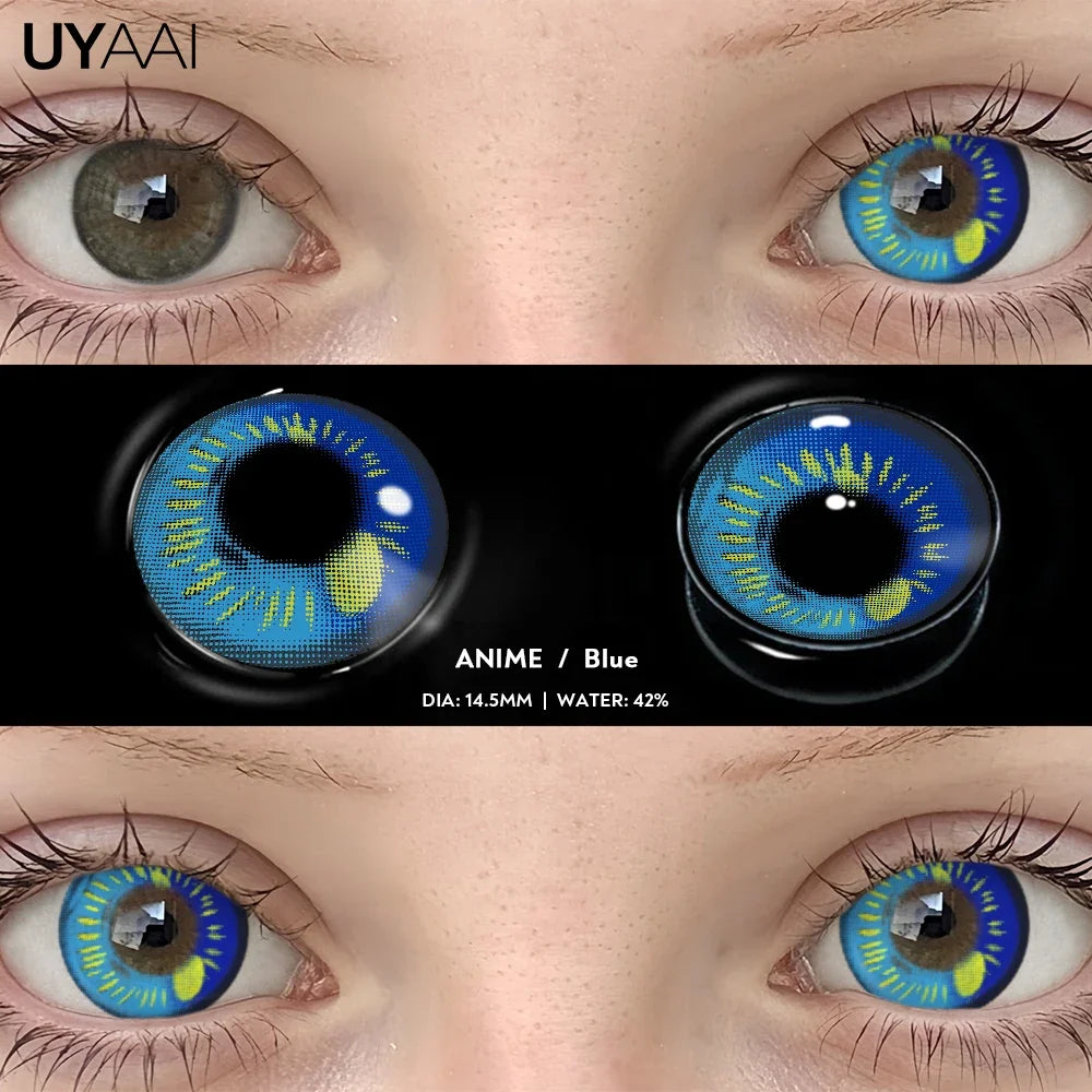 Cosplay Colored Contact Lenses 1 Year 2pcs Crazy Red Contact Lenses Anime Black Eye Lenses Halloween Beauty Makeup Lens