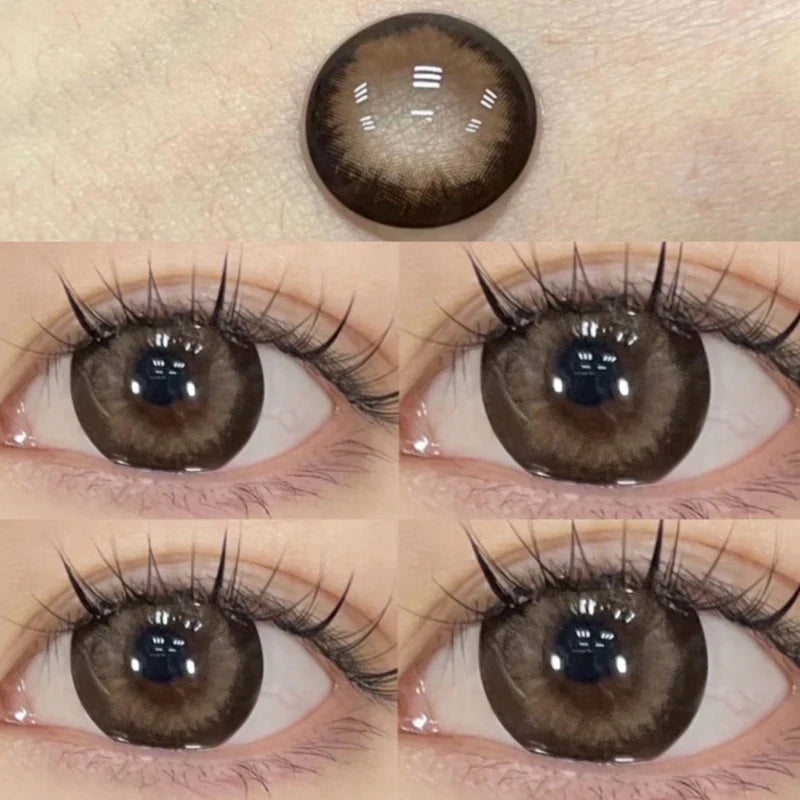 1pair Color Contact Lenses For Eyes Color Yearly Natural Amber Gray Lens Cosmetic Soft Glasses Beauty Fashion Pupil with Lenses