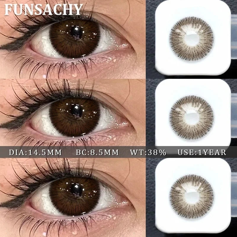 2PCS Brown Series Soft Contact Lenses for Eyes Yearly Wear Natural Daily Makeup Colored Eye Lenses Women Cosmetics Lens