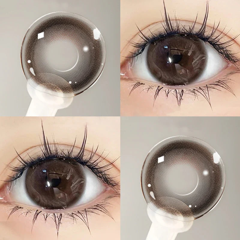 2pcs/Pair Color Contact Lenses Myopia Green Real looking Yearly Colored Lens Natural Dioptric Eye with Shimmer Degree Mill Creek