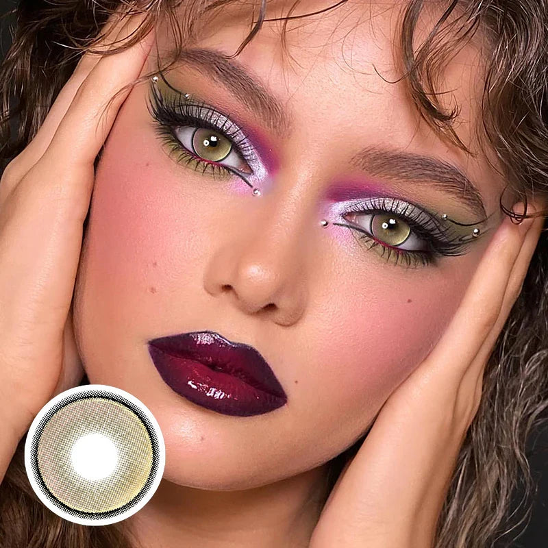 New 1 Pair Coloured Contact Lenses Brown Eye Pupils with Graduated Lens Coloured Contact Lenses for Eyes Grey Lenses