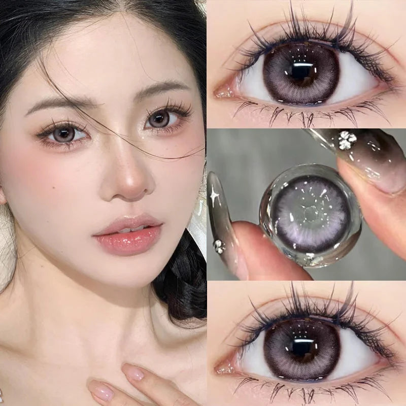 1 Pair Myopia Korean Lenses Natural Black Grey Contact Lenses Fashion Beauty Blue Pupils Cosmetics Hot Sellers Yearly