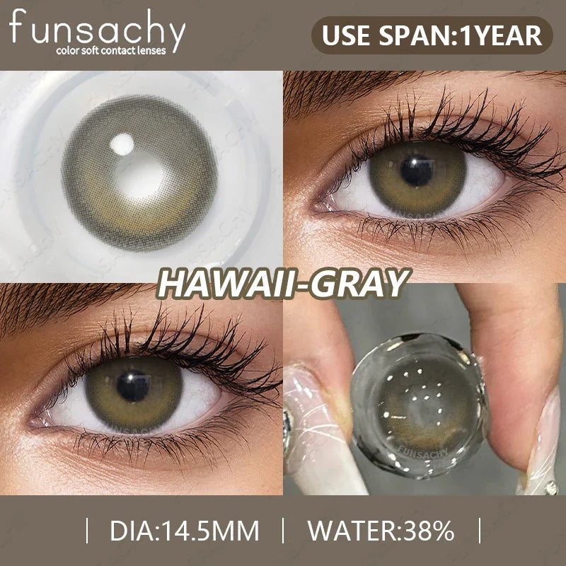 2pcs High Quality Color Contact Lenses for Eyes Cosmetic Gray Lenses Contact Fashion Beauty Pupil Eye Contacts Yearly