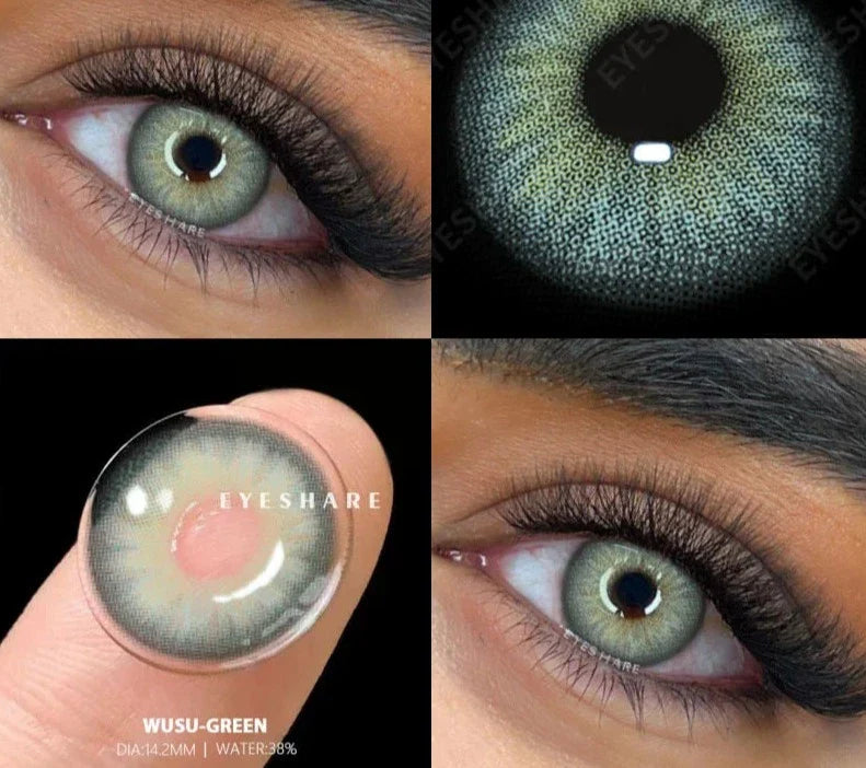 2pcs New Colored Contact Lenses Fashion Yearly Green Eyes Lenses Natural Blue Eye Lenses Gray Pupils Lens