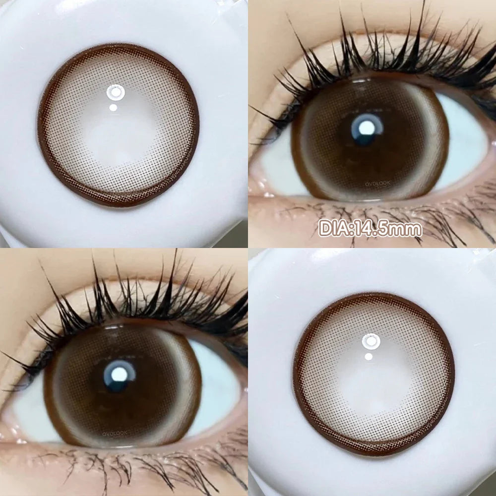 2pcs Natural Green Contact Lenses fo Eyes Beauty Color Pupils Makeup Color Eye Lenses Big Diameter Myopia Lenses