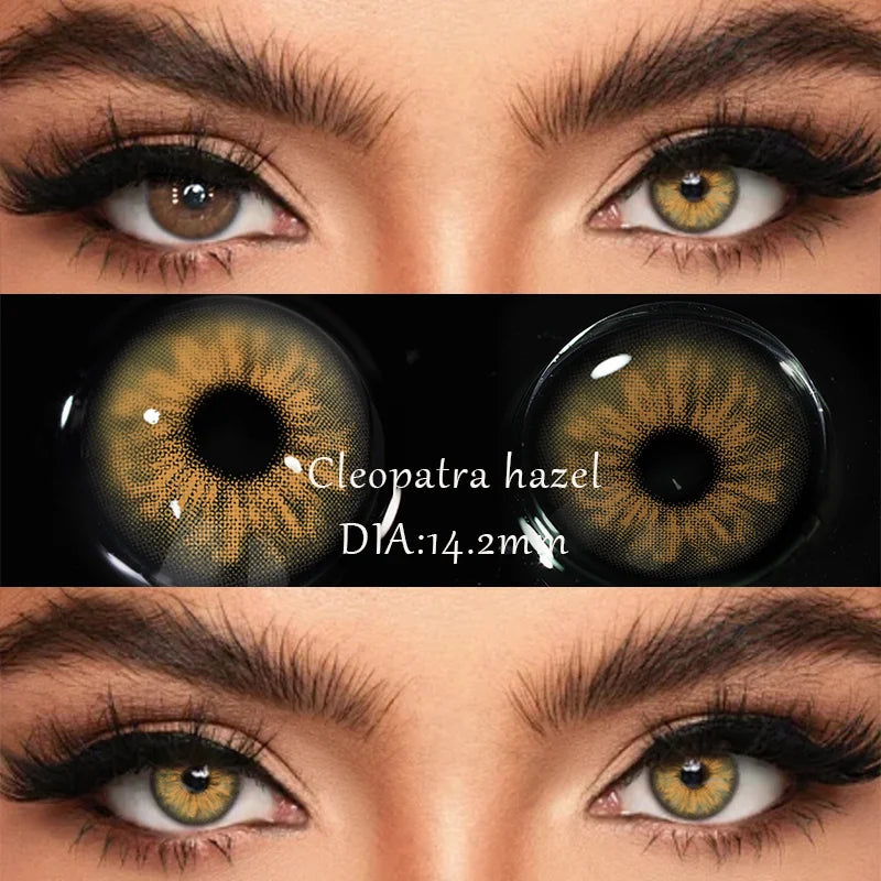1Pair Colored Contact Lenses with Prescription Myopia Blue Lenses with Degree Gray Pupils Brown Lenses Fashion Yearly