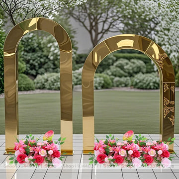 1pcs/3pcs Shining Gold Mirror Chuppah Acrylic Backdrop Stand for Wedding Decoration Flower Stand Walkway Pillar 2M/2.4M Tall