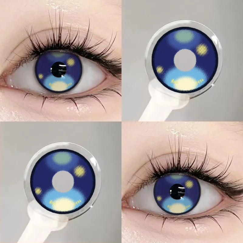 2Pcs Halloween Cosplay Color Contact Lenses for Eyes Crazy Red Anime Accessories Yellow Blue Pupilentes Fast Shipping