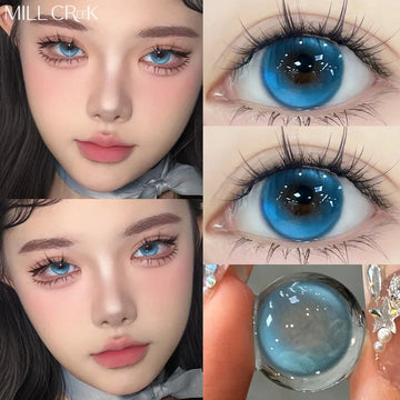1 Pair High Quality Blue Lenses Colorld Contact Lenses with Degree 0.00 to- 8.00 Cosmetic Natural Eye Contacts Lenses