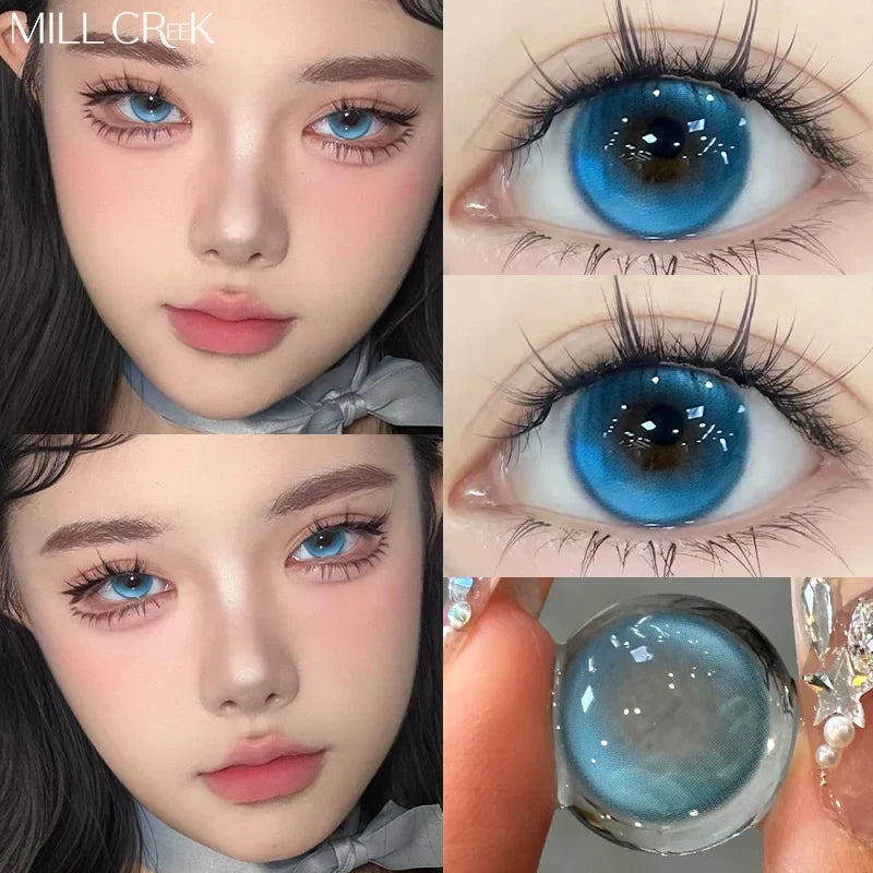 1 Pair High Quality Blue Lenses Colorld Contact Lenses with Degree 0.00 to- 8.00 Cosmetic Natural Eye Contacts Lenses