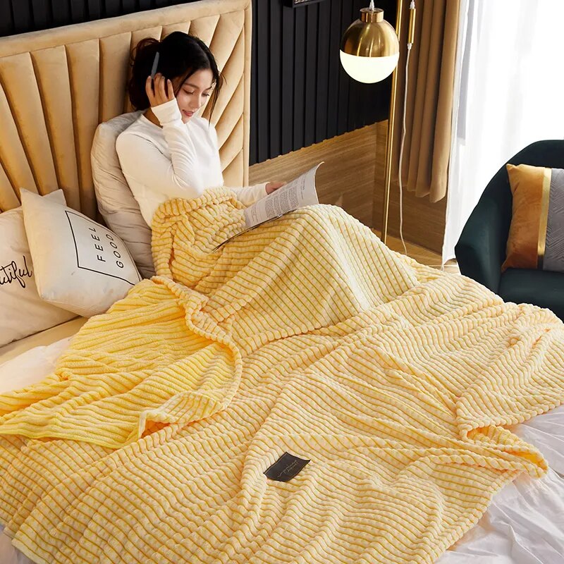 Blanket for Bed Sofa, Milk Flannel Warm Soft Winter Blankets And Throws Thick Wool Fleece Throw Bedspread Same Size
